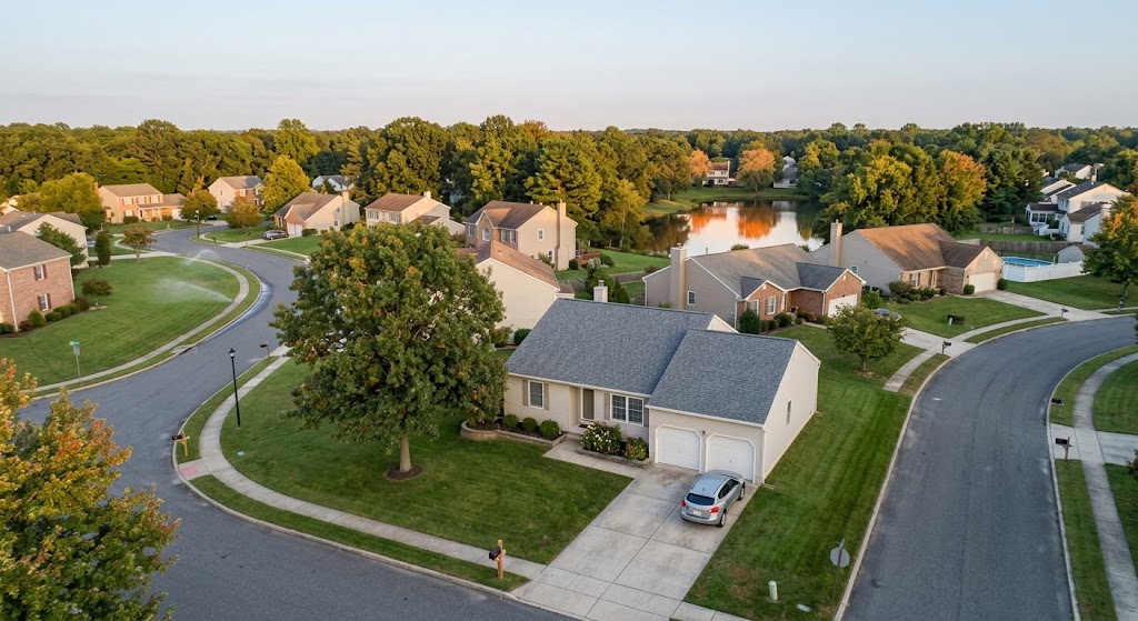 leak detection near East Freehold Freehold Township aerial suburban residential service area